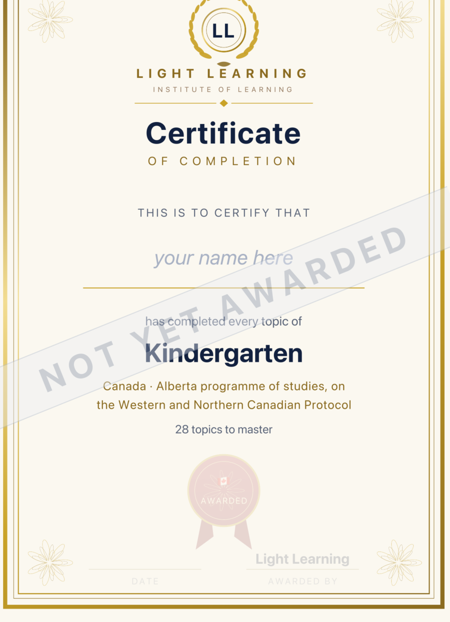 The same certificate before it is earned, with the name line reading your name here and a NOT YET AWARDED band across it.
